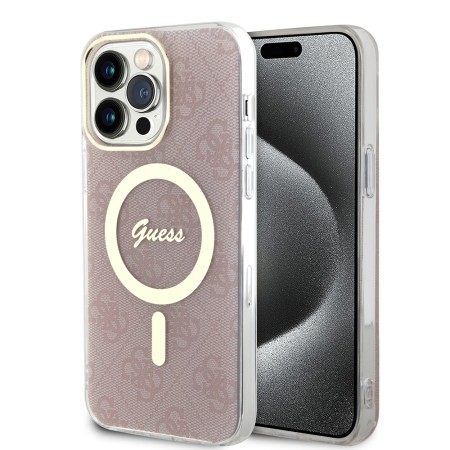 Husa pentru iPhone 15 Pro Max - Guess IML 4G MagSafe (GUHMP15XH4STP) - Pink