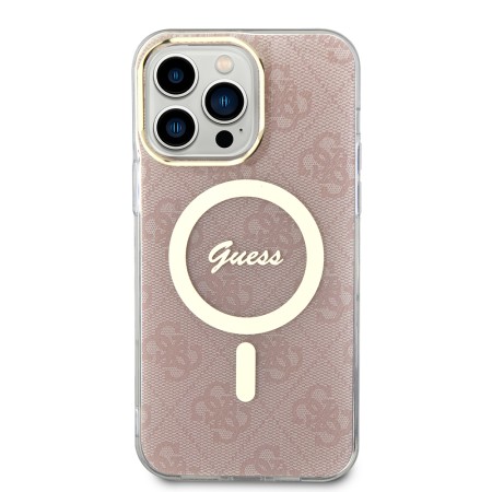 Husa pentru iPhone 15 Pro Max - Guess IML 4G MagSafe (GUHMP15XH4STP) - Pink