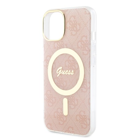 Husa pentru iPhone 15 / iPhone 14 / iPhone 13 - Guess IML 4G MagSafe (GUHMP15SH4STP) - Pink