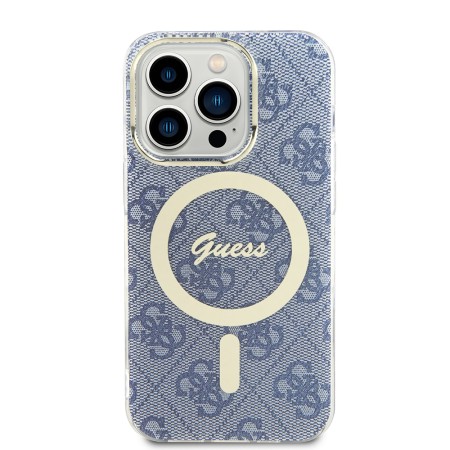 Husa pentru iPhone 15 Pro - Guess IML 4G MagSafe (GUHMP15LH4STB) - Blue