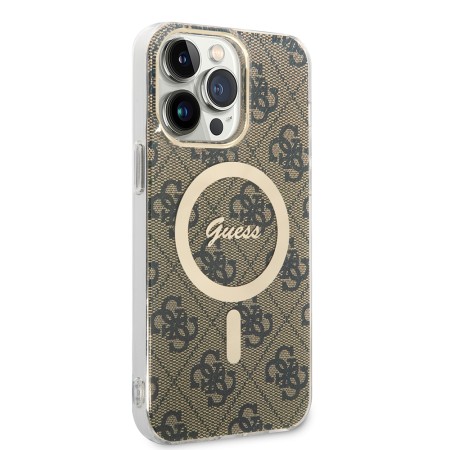 Husa pentru iPhone 15 Pro - Guess IML 4G MagSafe (GUHMP15LH4STW) - Brown