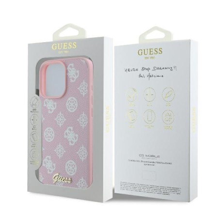 Husa pentru iPhone 16 Pro - Guess Peony Script MagSafe (GUHMP16LPGPYSP) - Pink