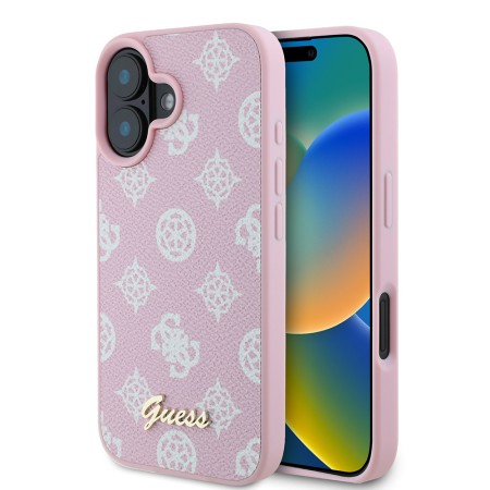 Husa pentru iPhone 16 Plus - Guess Peony Script MagSafe (GUHMP16MPGPYSP) - Pink