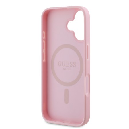 Husa pentru iPhone 16 Plus - Guess Peony Script MagSafe (GUHMP16MPGPYSP) - Pink