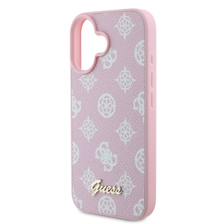 Husa pentru iPhone 16 Plus - Guess Peony Script MagSafe (GUHMP16MPGPYSP) - Pink