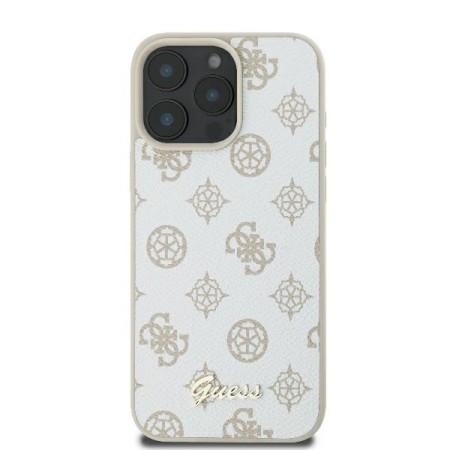 Husa pentru iPhone 16 Pro Max - Guess Peony Script MagSafe (GUHMP16XPGPYSH) - White