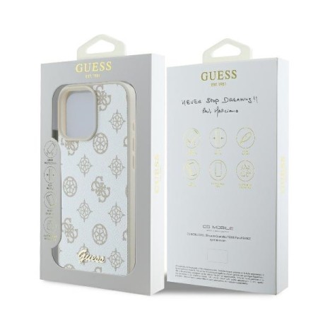 Husa pentru iPhone 16 Pro Max - Guess Peony Script MagSafe (GUHMP16XPGPYSH) - White