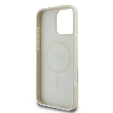 Husa pentru iPhone 16 Pro - Guess Peony Script MagSafe (GUHMP16LPGPYSH) - White