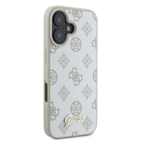 Husa pentru iPhone 16 - Guess Peony Script MagSafe (GUHMP16SPGPYSH) - White