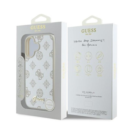 Husa pentru iPhone 16 - Guess Peony Script MagSafe (GUHMP16SPGPYSH) - White