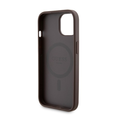 Husa pentru iPhone 15 - Guess Hardcase Powerbank MagSafe (GUBPM5P15S4GEMGW) - Brown