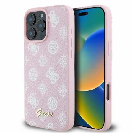 Husa pentru iPhone 16 Pro Max - Guess Peony Script MagSafe (GUHMP16XPGPYSP) - Pink