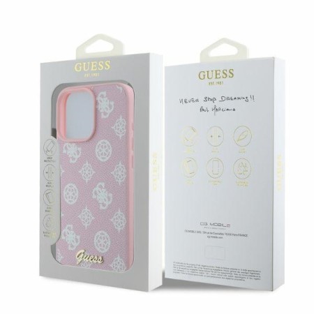 Husa pentru iPhone 16 Pro Max - Guess Peony Script MagSafe (GUHMP16XPGPYSP) - Pink