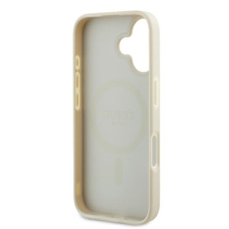 Husa pentru iPhone 16 - Guess Grained Gold Ring MagSafe (GUHMP16SPGHSMME) - Beige