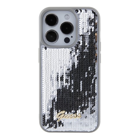 Husa pentru iPhone 15 Pro - Sequin Script Metal (GUHCP15LPSFDGSS) - Silver