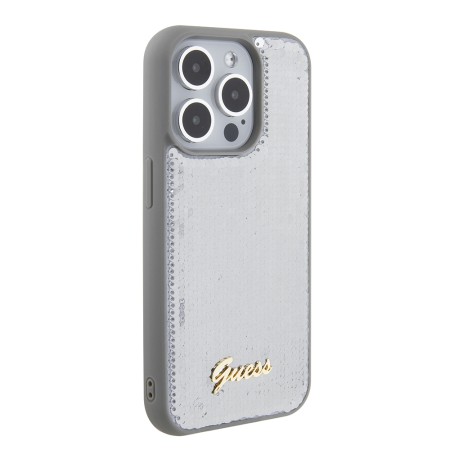 Husa pentru iPhone 15 Pro - Sequin Script Metal (GUHCP15LPSFDGSS) - Silver