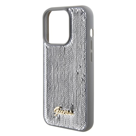 Husa pentru iPhone 15 Pro - Sequin Script Metal (GUHCP15LPSFDGSS) - Silver