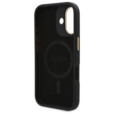 Husa pentru iPhone 16 - Guess Hardcase 4G Logo Plate MagSafe (GUHMP16SU4GPRK) - Black