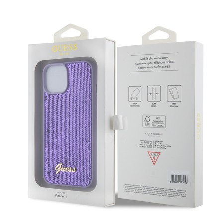 Husa pentru iPhone 15 / iPhone 14 / iPhone 13 - Sequin Script Metal (GUHCP15SPSFDGSU) - Purple