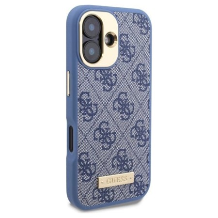 Husa pentru iPhone 16 Plus - Guess Hardcase 4G Logo Plate MagSafe (GUHMP16MU4GPRB) - Blue