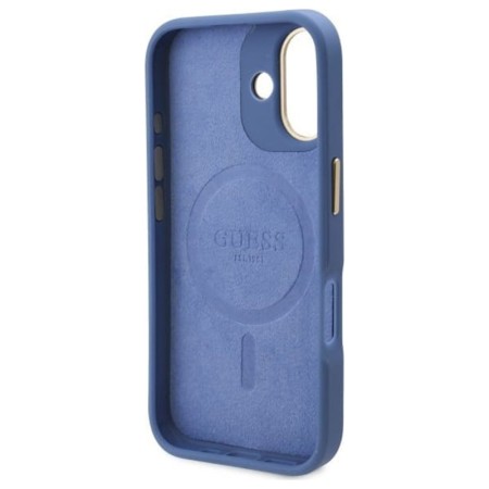 Husa pentru iPhone 16 Plus - Guess Hardcase 4G Logo Plate MagSafe (GUHMP16MU4GPRB) - Blue