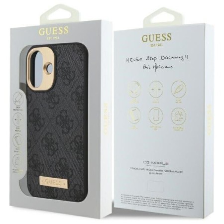 Husa pentru iPhone 16 Plus - Guess Hardcase 4G Logo Plate MagSafe (GUHMP16MU4GPRK) - Black