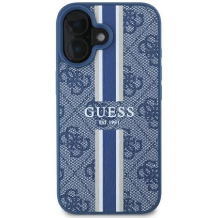 Husa pentru iPhone 16 - Guess Hardcase 4G Printed Stripes MagSafe (GUHMP16SP4RPSB) - Blue