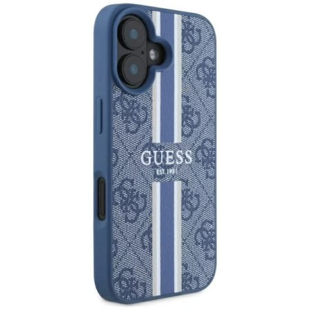 Husa pentru iPhone 16 - Guess Hardcase 4G Printed Stripes MagSafe (GUHMP16SP4RPSB) - Blue