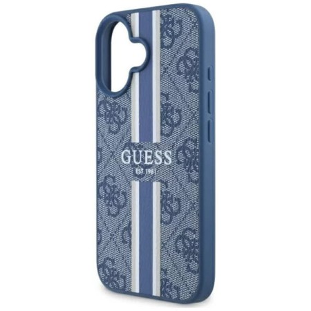 Husa pentru iPhone 16 - Guess Hardcase 4G Printed Stripes MagSafe (GUHMP16SP4RPSB) - Blue