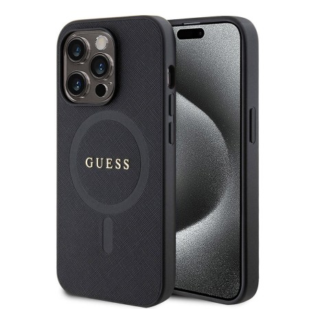 Husa pentru iPhone 15 Pro Max - Guess Saffiano MagSafe (GUHMP15XPSAHMCK) - Black