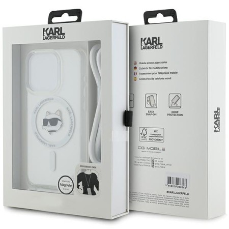 Husa pentru iPhone 14 Pro Max - Karl Lagerfeld IML MagSafe (KLHMP14XHCCHNT) - Transparent Choupette HeadandCord