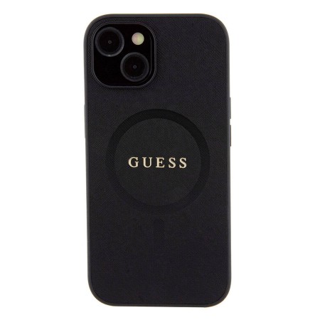 Husa pentru iPhone 15 Plus / iPhone 14 Plus - Guess Saffiano MagSafe (GUHMP15MPSAHMCK) - Black