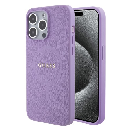 Husa pentru iPhone 15 Pro - Guess Saffiano MagSafe (GUHMP15LPSAHMCU) - Purple