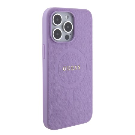 Husa pentru iPhone 15 Pro - Guess Saffiano MagSafe (GUHMP15LPSAHMCU) - Purple