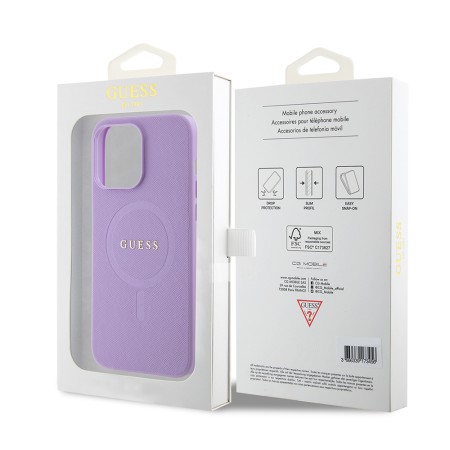 Husa pentru iPhone 15 Pro - Guess Saffiano MagSafe (GUHMP15LPSAHMCU) - Purple