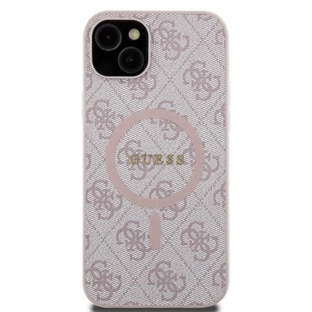 Husa pentru iPhone 15 / iPhone 14 / iPhone 13 - Guess 4G Collection Leather MagSafe (GUHMP15MG4GFRB) - Pink