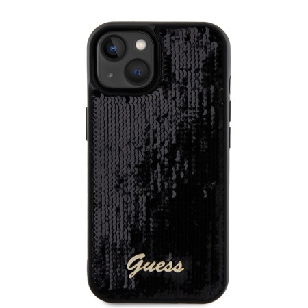 Husa pentru iPhone 15 / iPhone 14 / iPhone 13 - Sequin Script Metal (GUHCP15SPSFDGSK) - Black