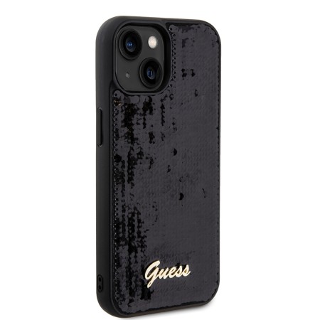 Husa pentru iPhone 15 / iPhone 14 / iPhone 13 - Sequin Script Metal (GUHCP15SPSFDGSK) - Black