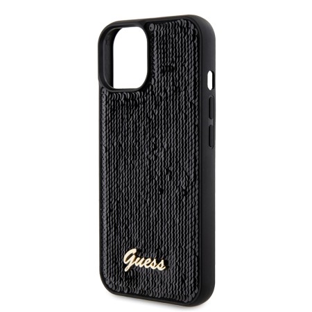 Husa pentru iPhone 15 / iPhone 14 / iPhone 13 - Sequin Script Metal (GUHCP15SPSFDGSK) - Black