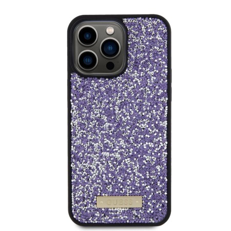 Husa pentru iPhone 15 Pro - Rhinestone Metal Logo (GUHCP15LPFGSBSP) - Purple