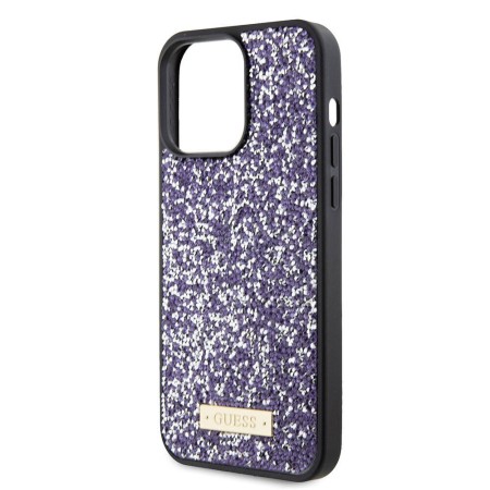 Husa pentru iPhone 15 Pro - Rhinestone Metal Logo (GUHCP15LPFGSBSP) - Purple