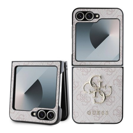 Husa pentru Samsung Galaxy Z Flip6 - Guess Leather 4G Metal Logo (GUHCZF64GMGPI) - Pink