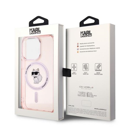 Husa pentru iPhone 14 Pro Max - Karl Lagerfeld IML MagSafe (KLHMP14XHFCCNOP) - Pink Choupette