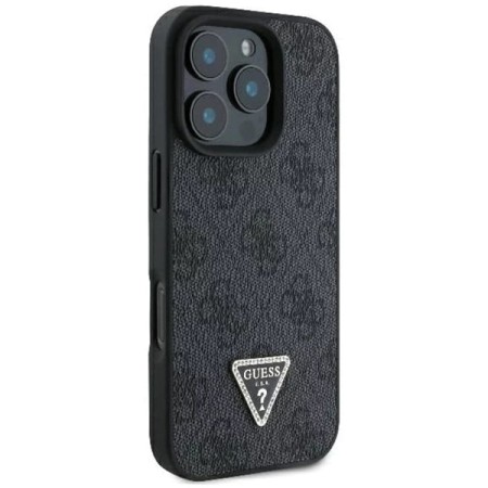 Husa pentru iPhone 16 Pro Max - Guess Leather 4G Triangle Strass (GUHCP16XP4TDPK) - Black