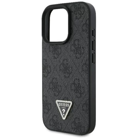 Husa pentru iPhone 16 Pro Max - Guess Leather 4G Triangle Strass (GUHCP16XP4TDPK) - Black