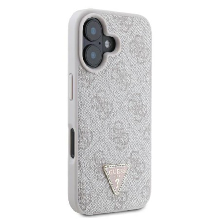 Husa pentru iPhone 16 - Guess Leather 4G Triangle Strass (GUHCP16SP4TDPP) - Pink