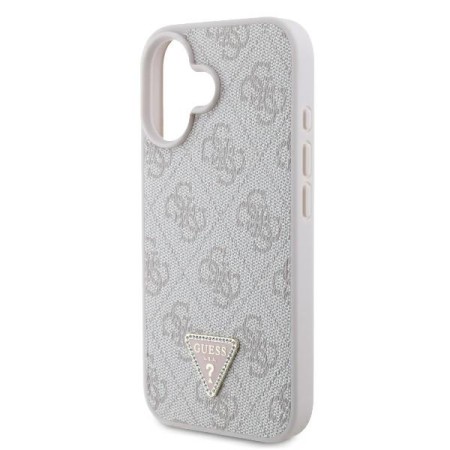 Husa pentru iPhone 16 - Guess Leather 4G Triangle Strass (GUHCP16SP4TDPP) - Pink