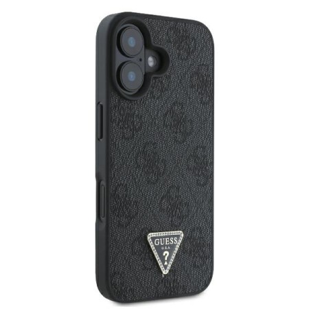 Husa pentru iPhone 16 Plus - Guess Leather 4G Triangle Strass (GUHCP16MP4TDPK) - Black