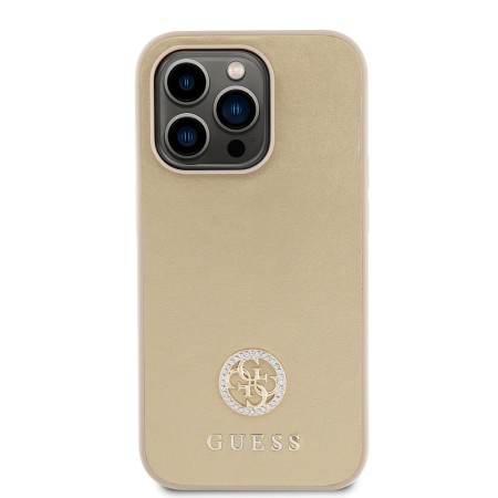 Husa pentru iPhone 15 Pro - Strass Metal Logo (GUHCP15LPS4DGPD) - Gold