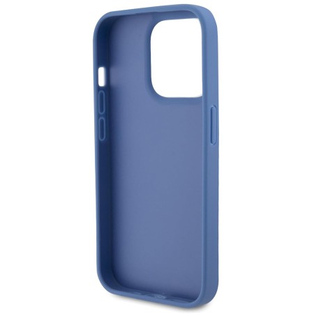 Husa pentru iPhone 15 Pro - Guess Leather 4G Triangle Strass (GUHCP15LP4TDPB) - Blue